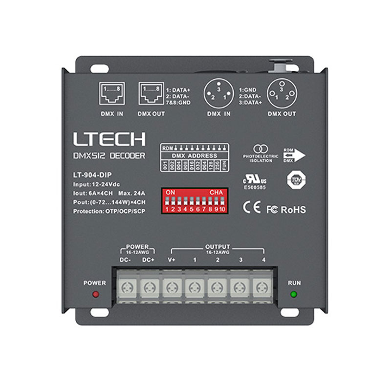 576W 4CH CV DMX Decoder LT-904-DIP 576W 4CH CV DMX Decoder LT-904-DIP